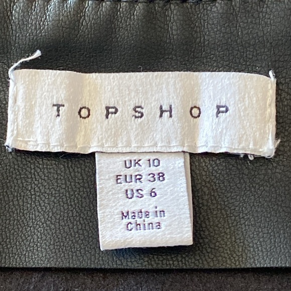 TopShop Faux Black Leather Spilt Detail Mini Skirt - Picture 7 of 10